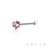 316L SURGICAL STEEL NOSE BONE STUD WITH HEART SHAPE PRONG SET